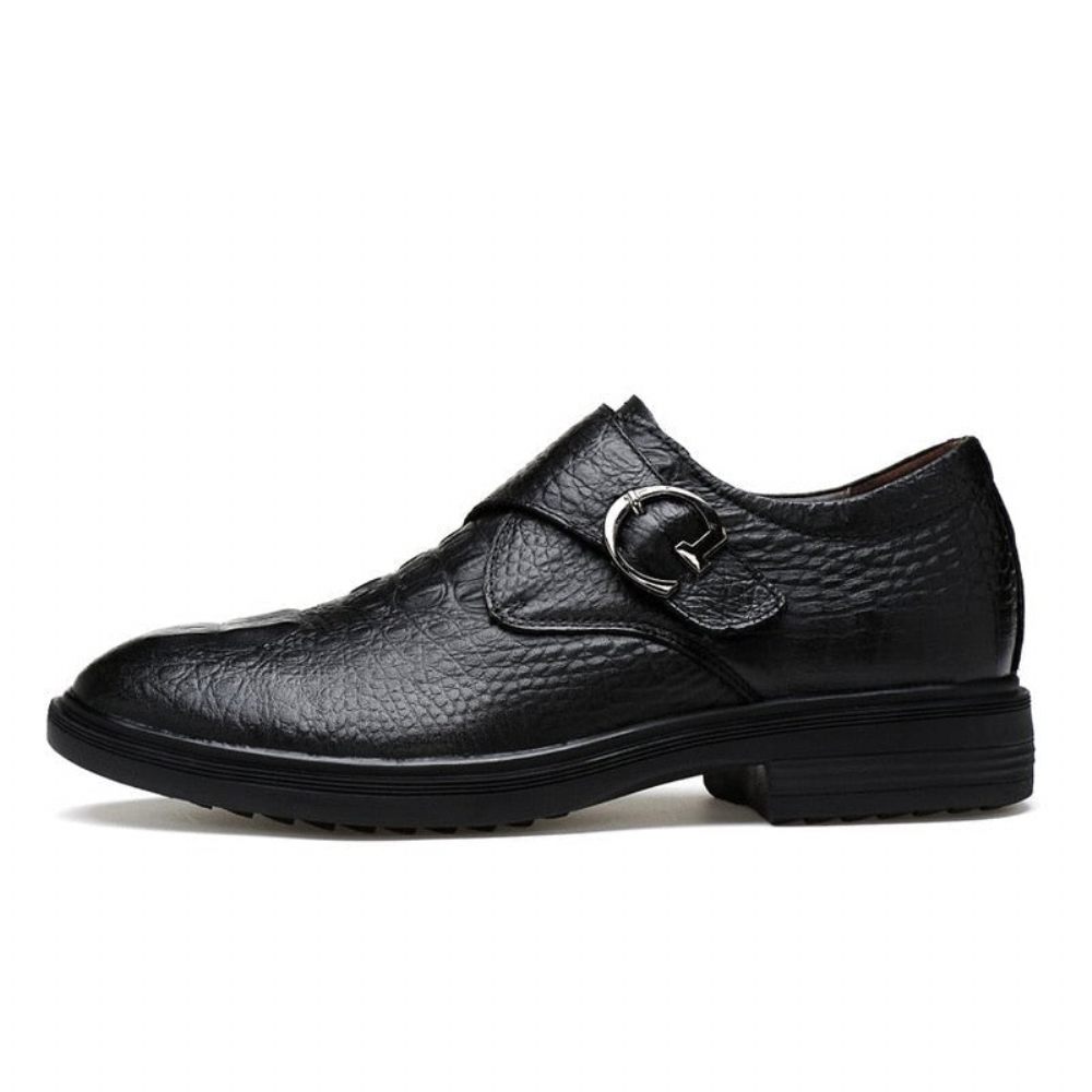 Chaussures Formelles Pour Hommes À Boucle Cuir Motif Alligator - Noir