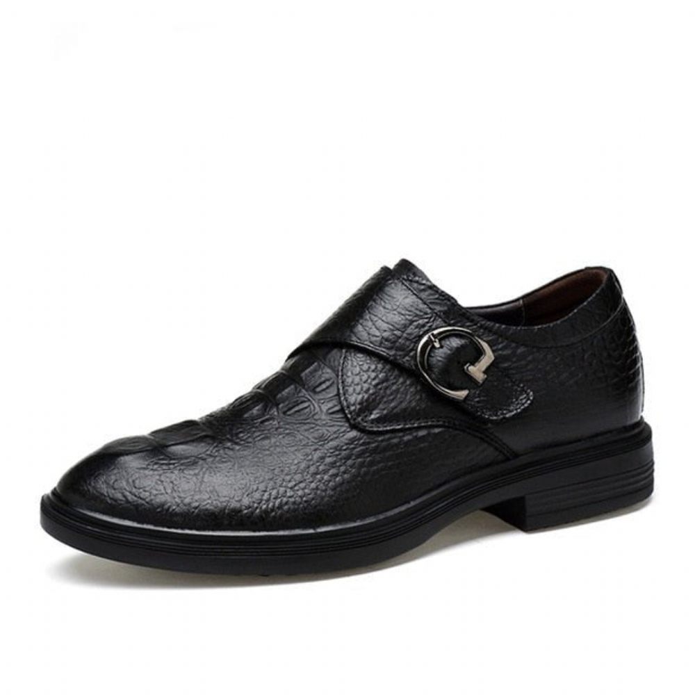 Chaussures Formelles Pour Hommes À Boucle Cuir Motif Alligator - Noir