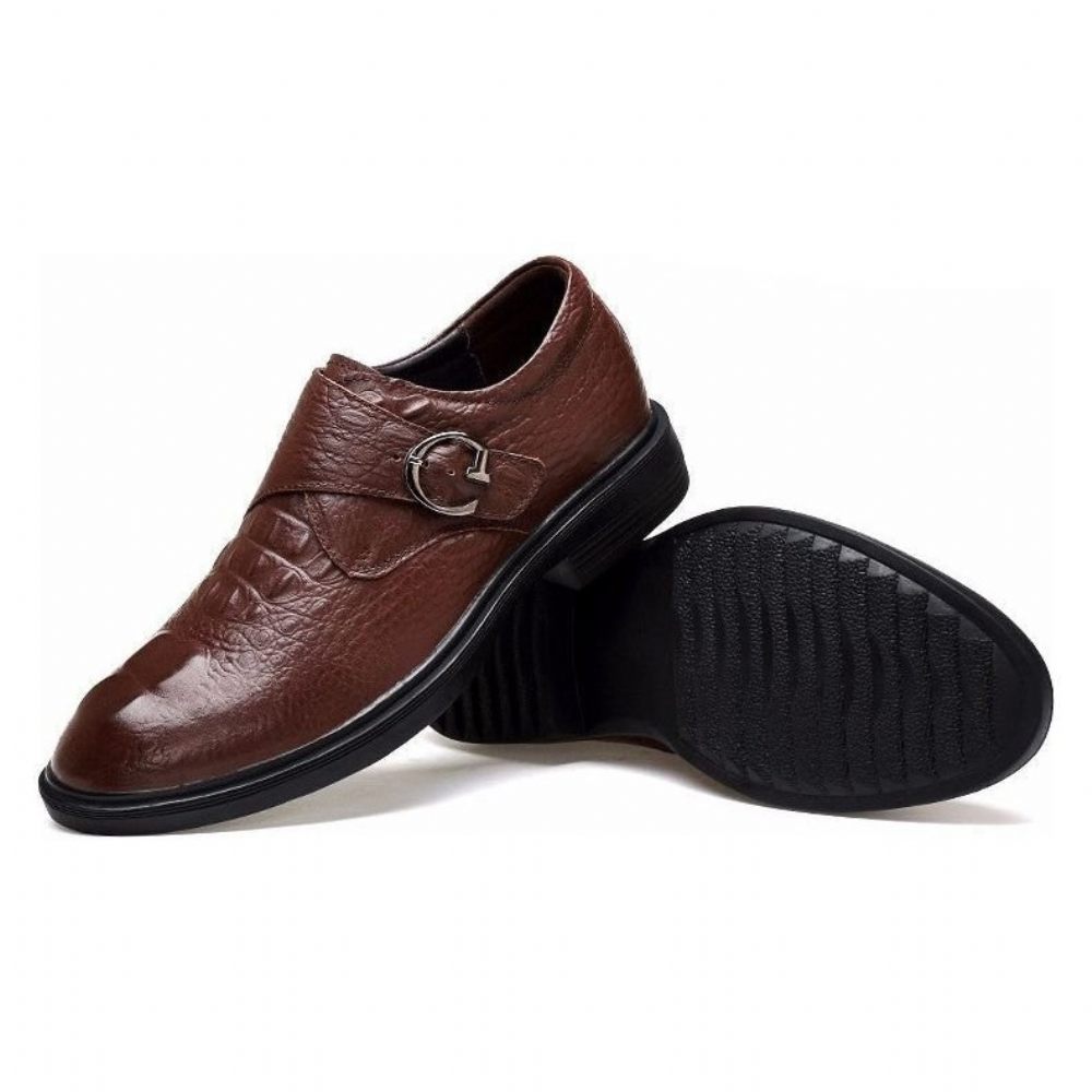 Chaussures Formelles Pour Hommes À Boucle Cuir Motif Alligator - Café