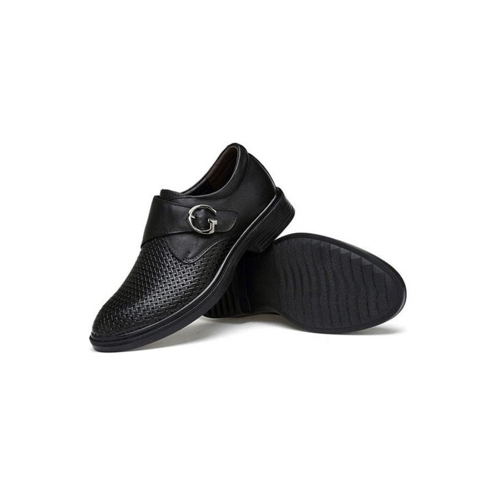 Chaussures Formelles Pour Hommes À Boucle Cuir Motif Alligator - Noir 1