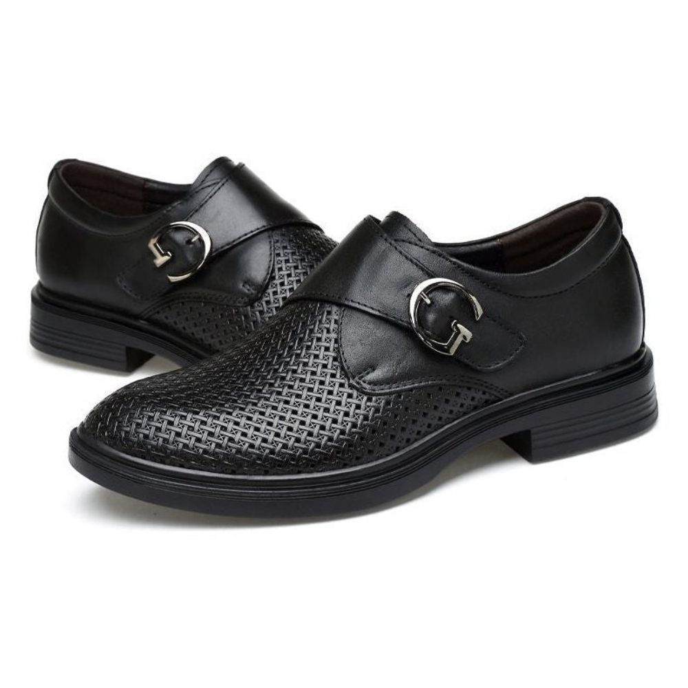 Chaussures Formelles Pour Hommes À Boucle Cuir Motif Alligator - Noir 1