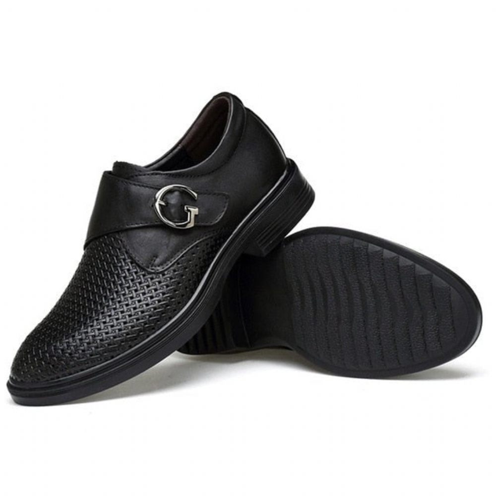 Chaussures Formelles Pour Hommes À Boucle Cuir Motif Alligator - Noir 1