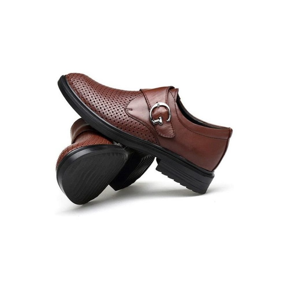 Chaussures Formelles Pour Hommes À Boucle Cuir Motif Alligator - Café 1