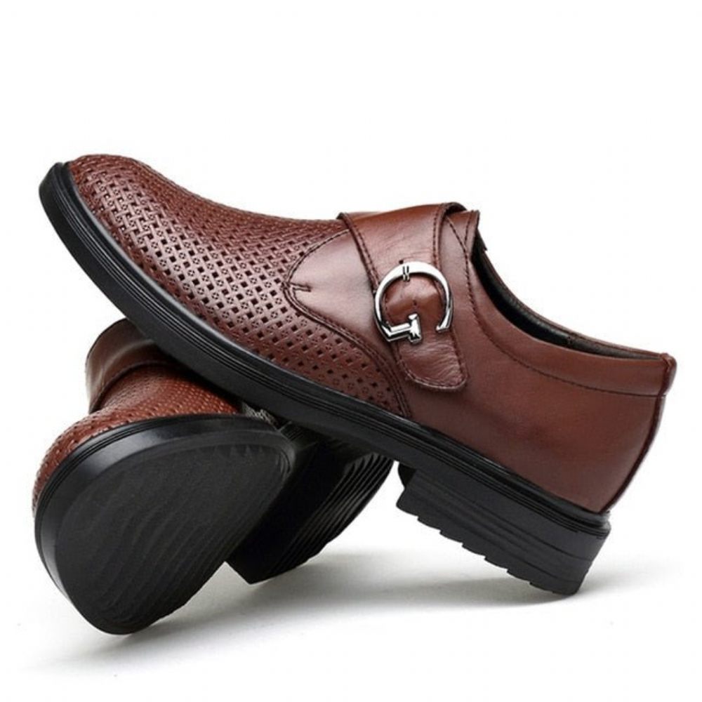 Chaussures Formelles Pour Hommes À Boucle Cuir Motif Alligator - Café 1