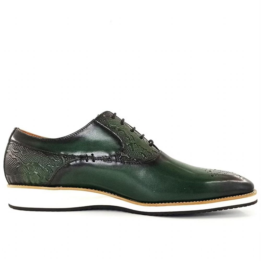 Chaussures Formelles Pour Hommes Bout Carré Décontractées Cuir Véritable - Vert