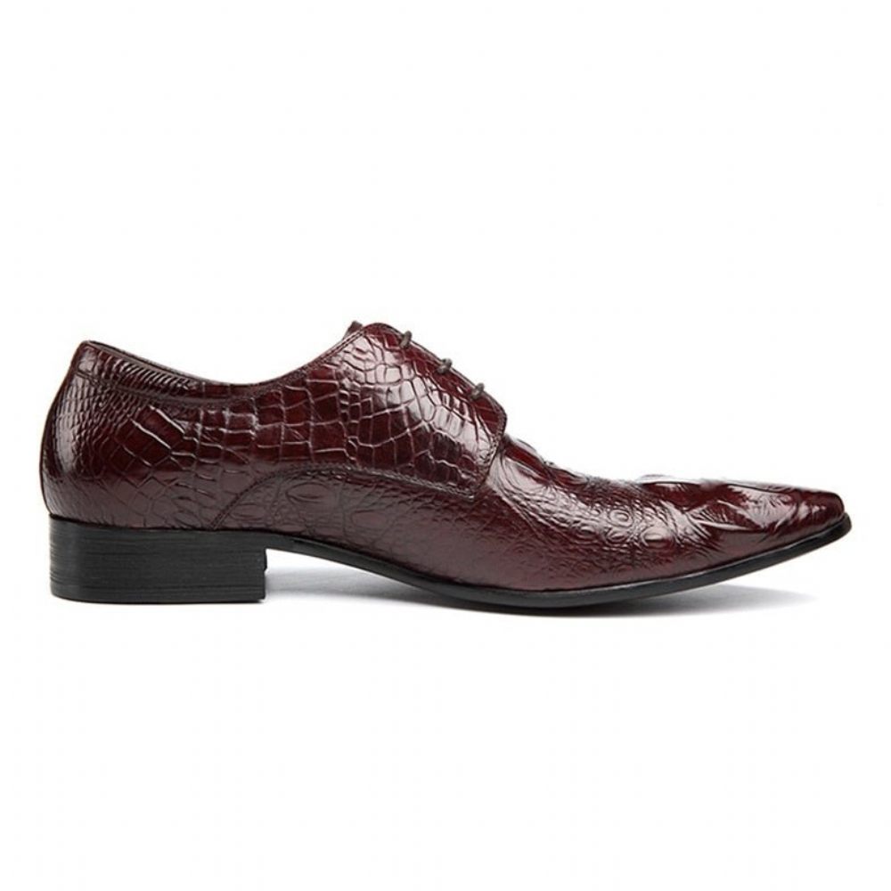 Chaussures Formelles Pour Hommes Bout Pointu Texture Alligator Habillées Richelieu - Rouge