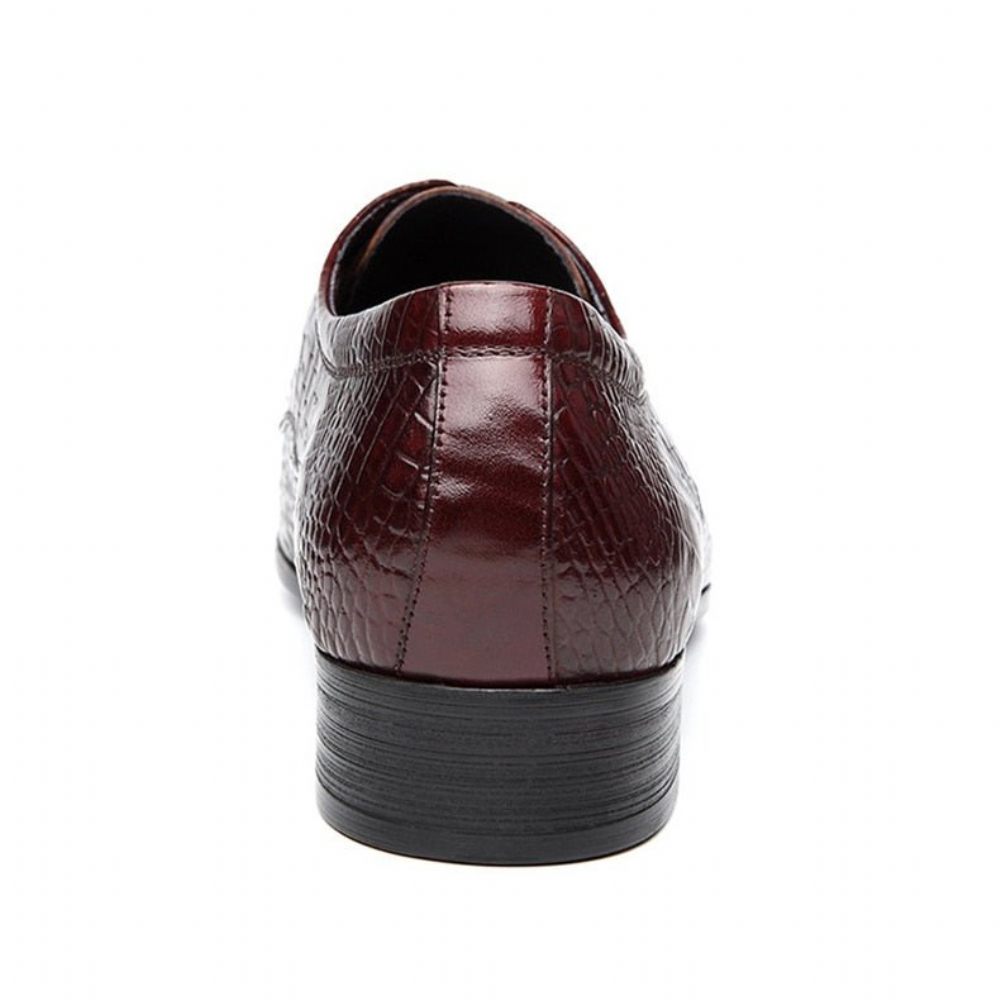 Chaussures Formelles Pour Hommes Bout Pointu Texture Alligator Habillées Richelieu - Rouge