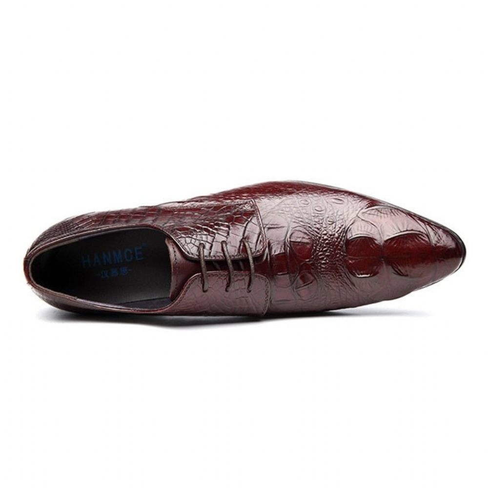 Chaussures Formelles Pour Hommes Bout Pointu Texture Alligator Habillées Richelieu - Rouge