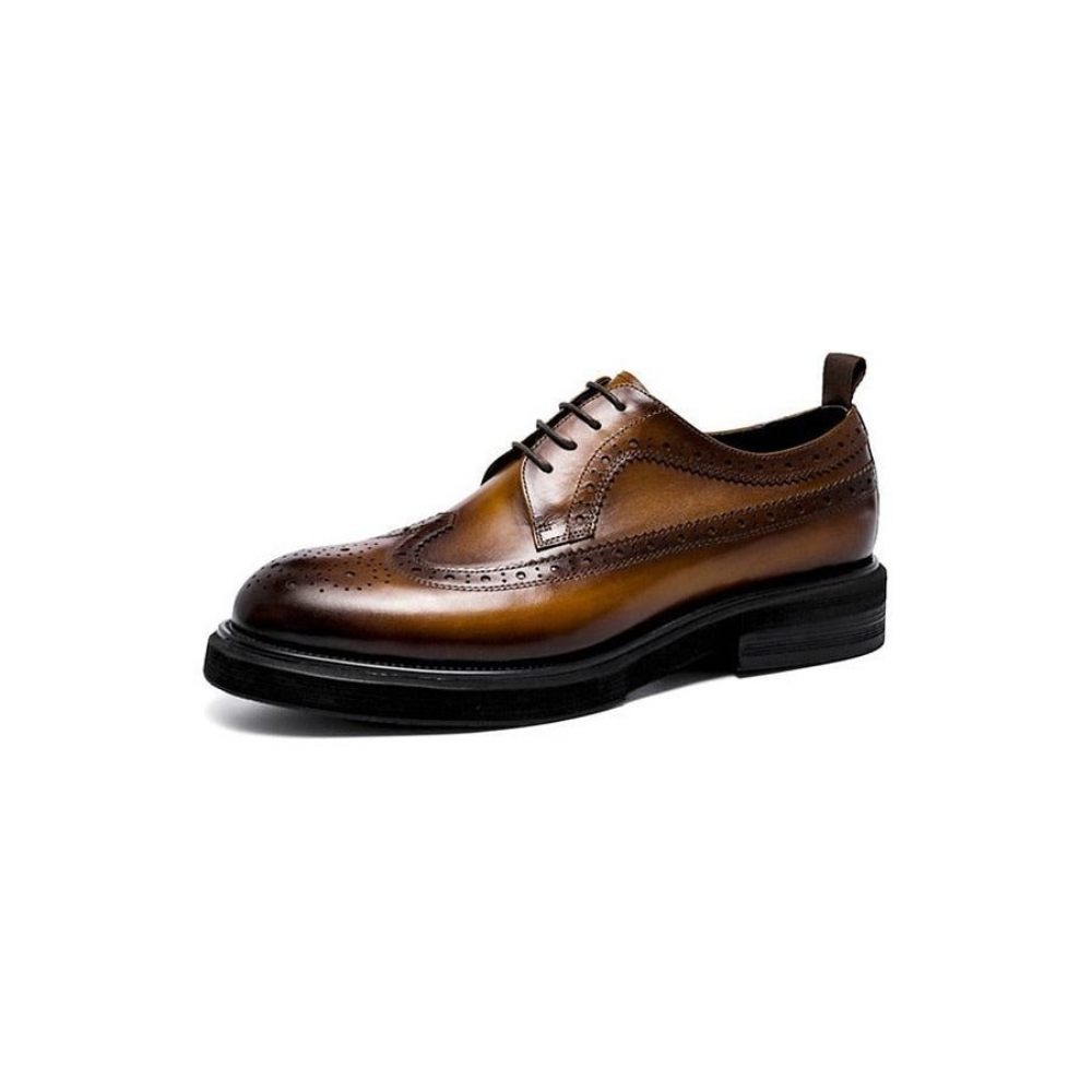 Chaussures Formelles Pour Hommes Brogues À Lacets Cuir Véritable - Marron