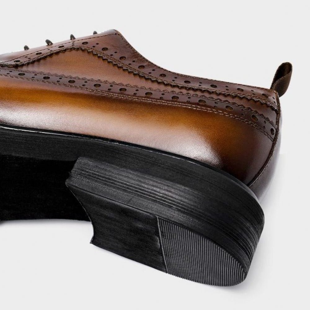 Chaussures Formelles Pour Hommes Brogues À Lacets Cuir Véritable - Marron