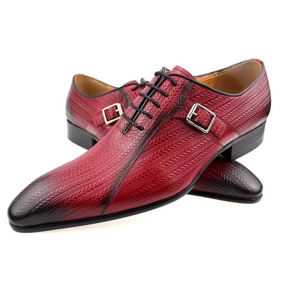 Chaussures Formelles Pour Hommes Brogues Mariage Cuir Sur Mesure - Rouge