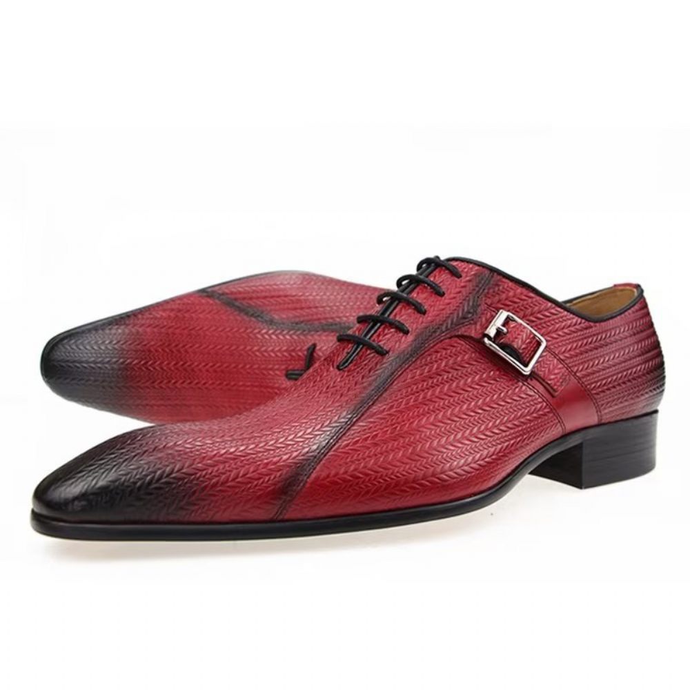 Chaussures Formelles Pour Hommes Brogues Mariage Cuir Sur Mesure - Rouge