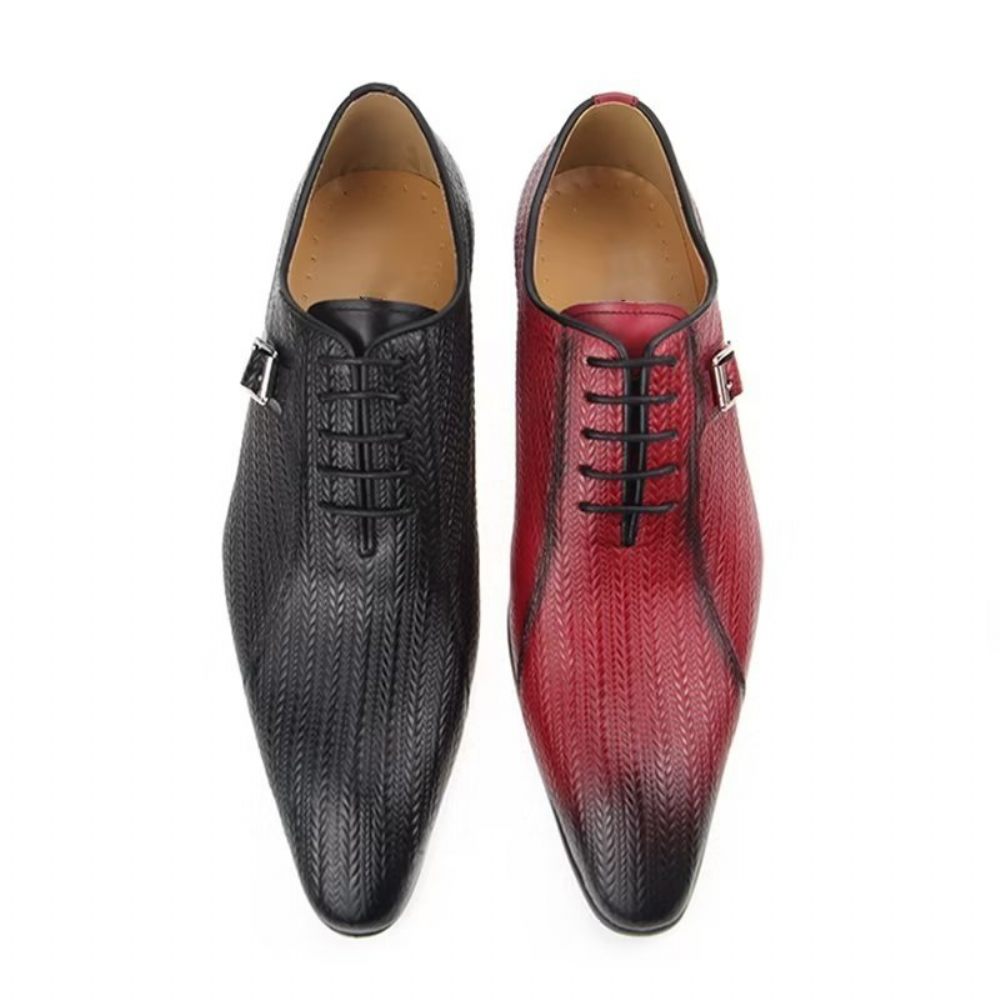 Chaussures Formelles Pour Hommes Brogues Mariage Cuir Sur Mesure - Rouge