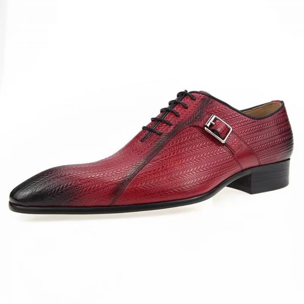 Chaussures Formelles Pour Hommes Brogues Mariage Cuir Sur Mesure - Rouge