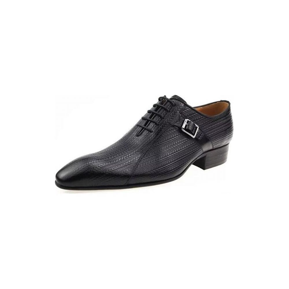 Chaussures Formelles Pour Hommes Brogues Mariage Cuir Sur Mesure - Noir