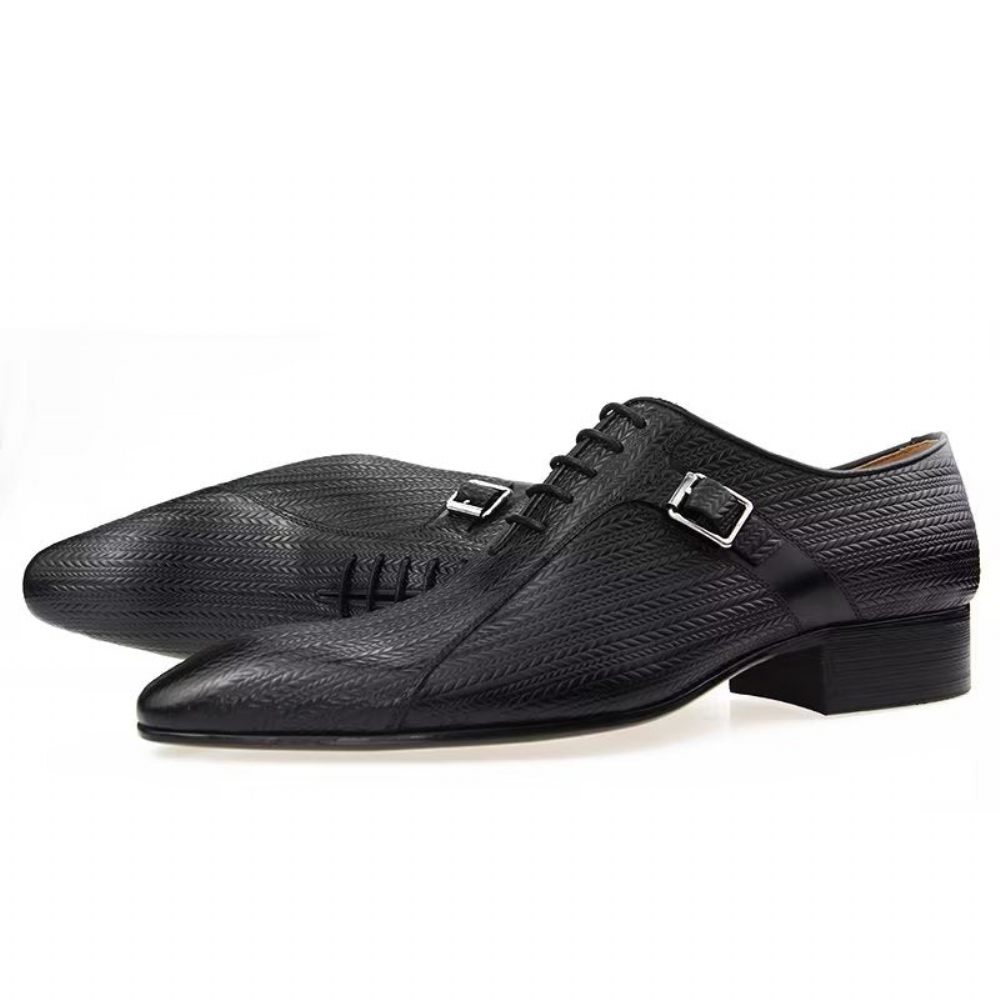 Chaussures Formelles Pour Hommes Brogues Mariage Cuir Sur Mesure - Noir