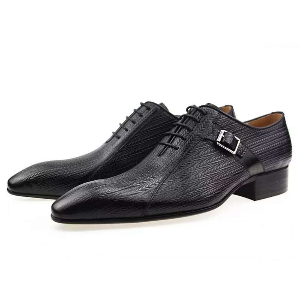 Chaussures Formelles Pour Hommes Brogues Mariage Cuir Sur Mesure - Noir