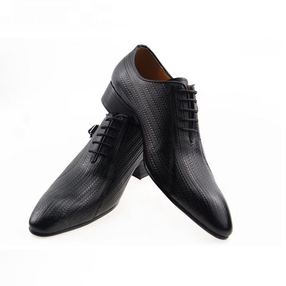 Chaussures Formelles Pour Hommes Brogues Mariage Cuir Sur Mesure - Noir