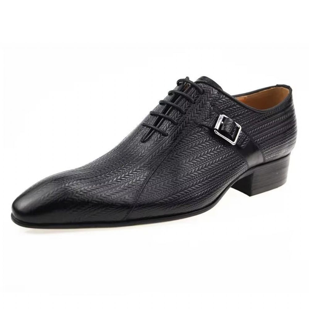 Chaussures Formelles Pour Hommes Brogues Mariage Cuir Sur Mesure - Noir