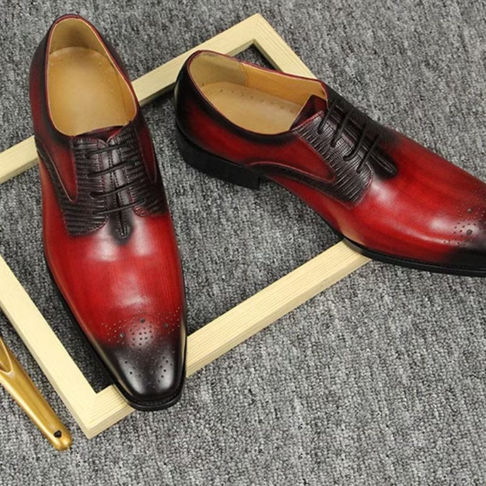 Chaussures Formelles Pour Hommes Brogues Mariage Élégantes - Rouge