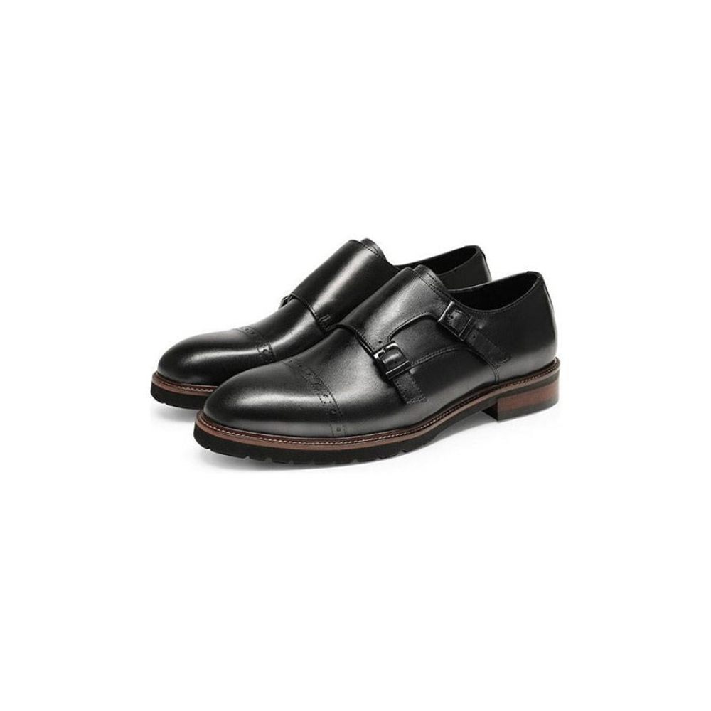 Chaussures Formelles Pour Hommes Buckluxe Décontractées À Sangle Richelieu Exotique - Noir