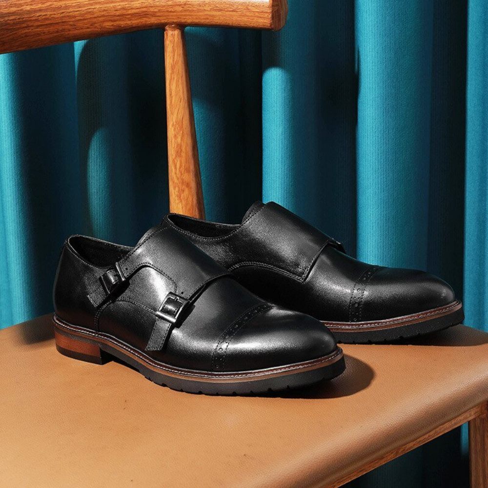 Chaussures Formelles Pour Hommes Buckluxe Décontractées À Sangle Richelieu Exotique - Noir