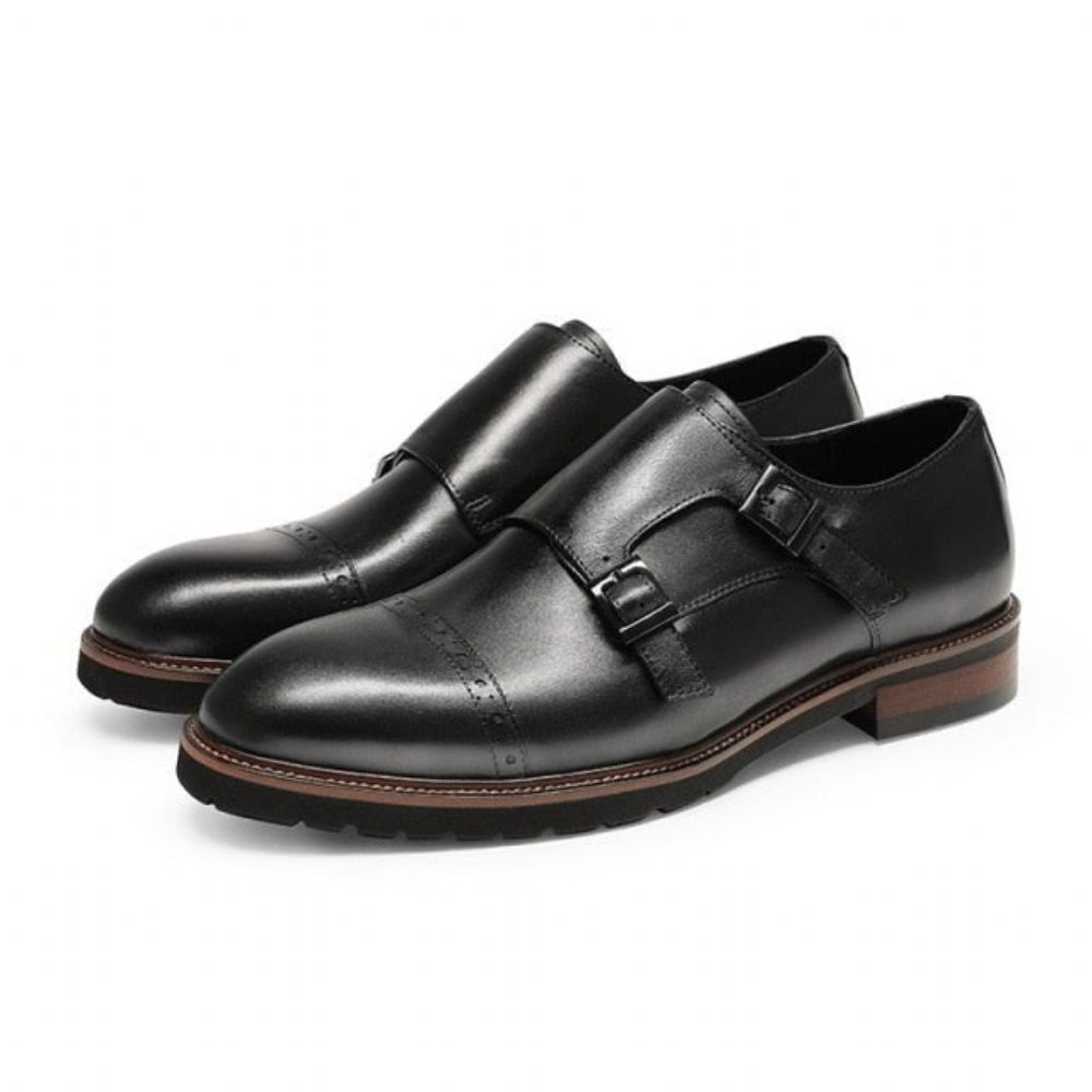 Chaussures Formelles Pour Hommes Buckluxe Décontractées À Sangle Richelieu Exotique - Noir