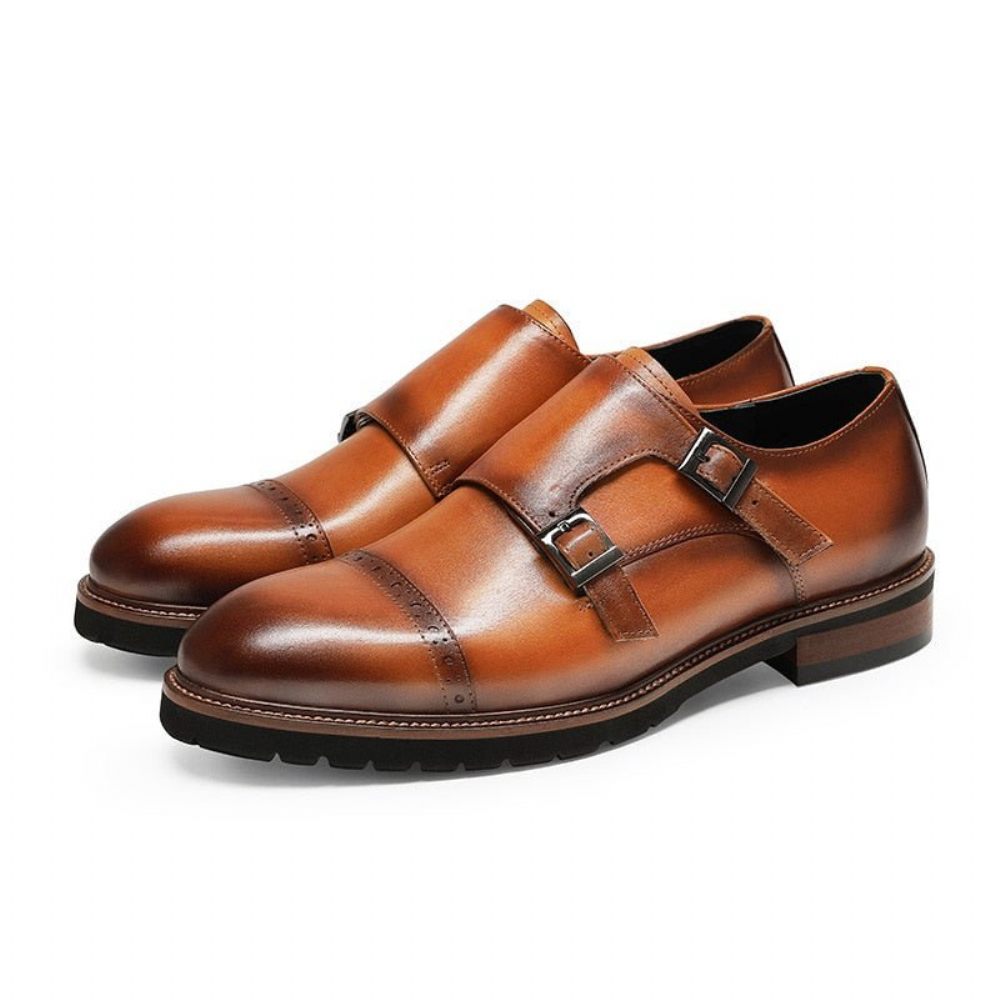 Chaussures Formelles Pour Hommes Buckluxe Décontractées À Sangle Richelieu Exotique - Café