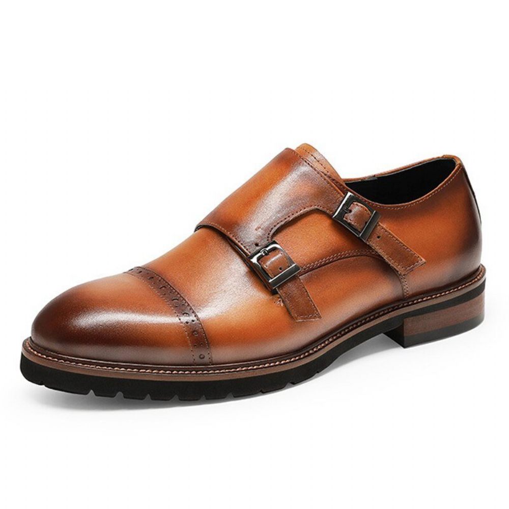 Chaussures Formelles Pour Hommes Buckluxe Décontractées À Sangle Richelieu Exotique - Café