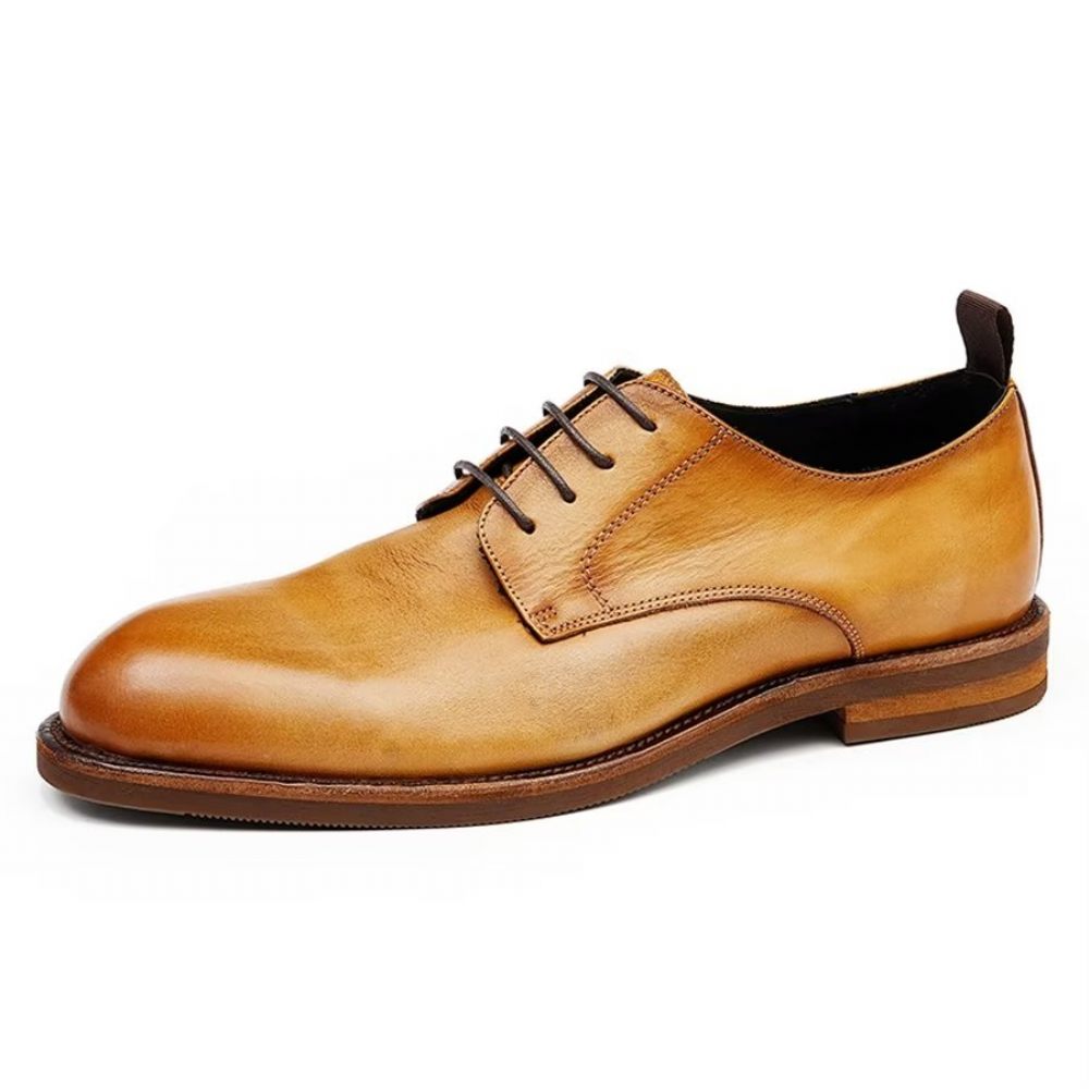 Chaussures Formelles Pour Hommes Bureau Élégantes Cuir Britannique Sculpté - Jaune