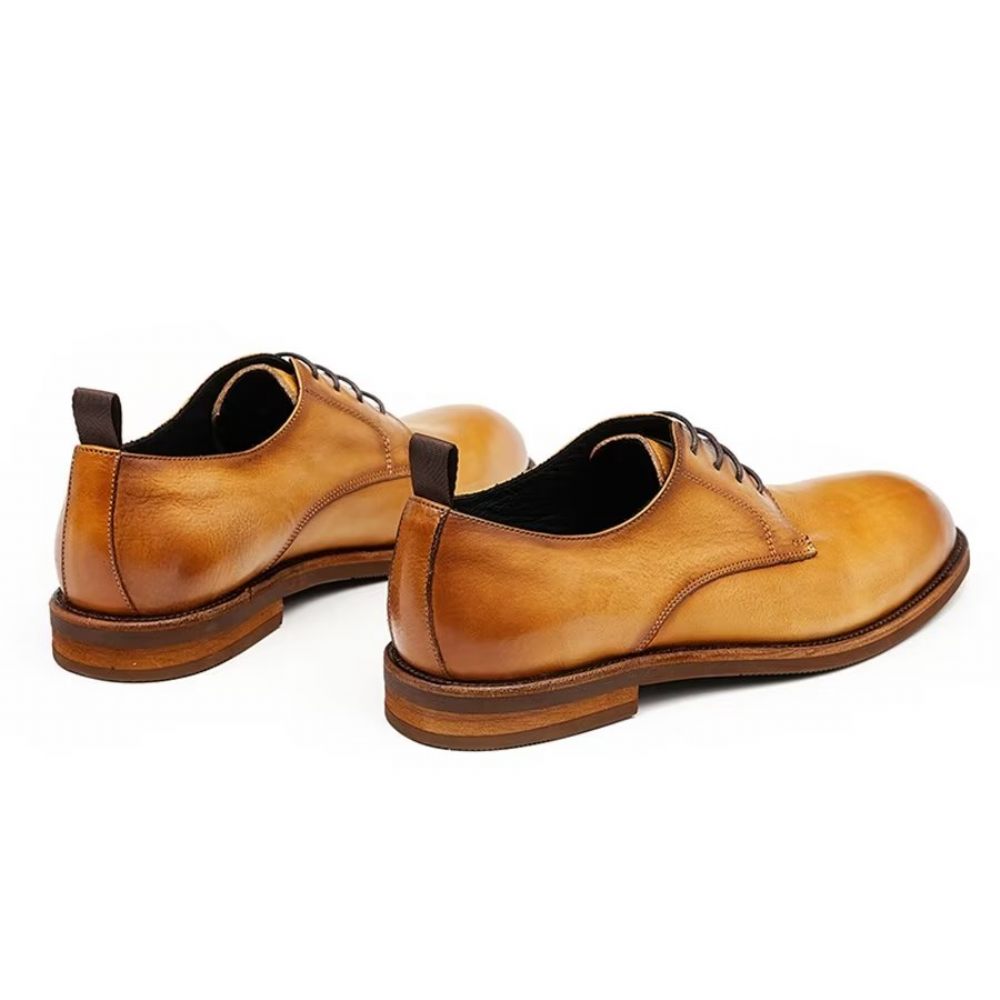 Chaussures Formelles Pour Hommes Bureau Élégantes Cuir Britannique Sculpté - Jaune