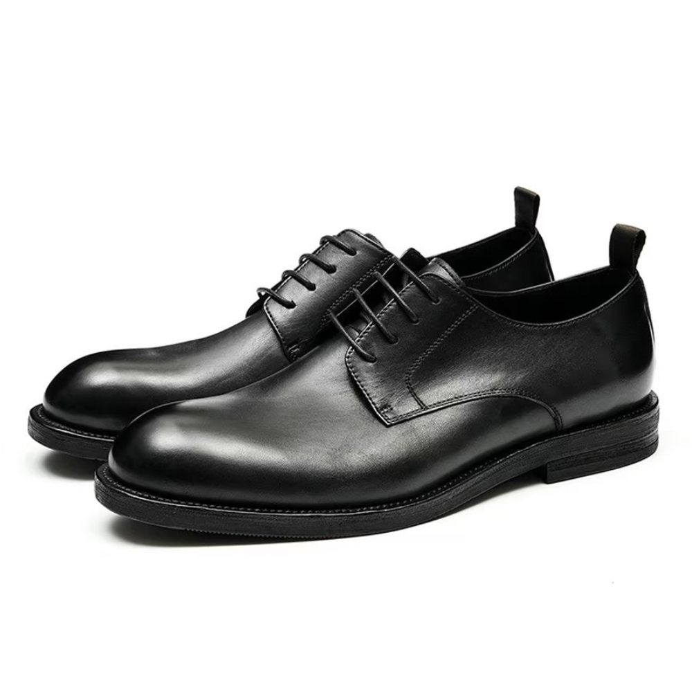 Chaussures Formelles Pour Hommes Bureau Élégantes Cuir Britannique Sculpté - Noir