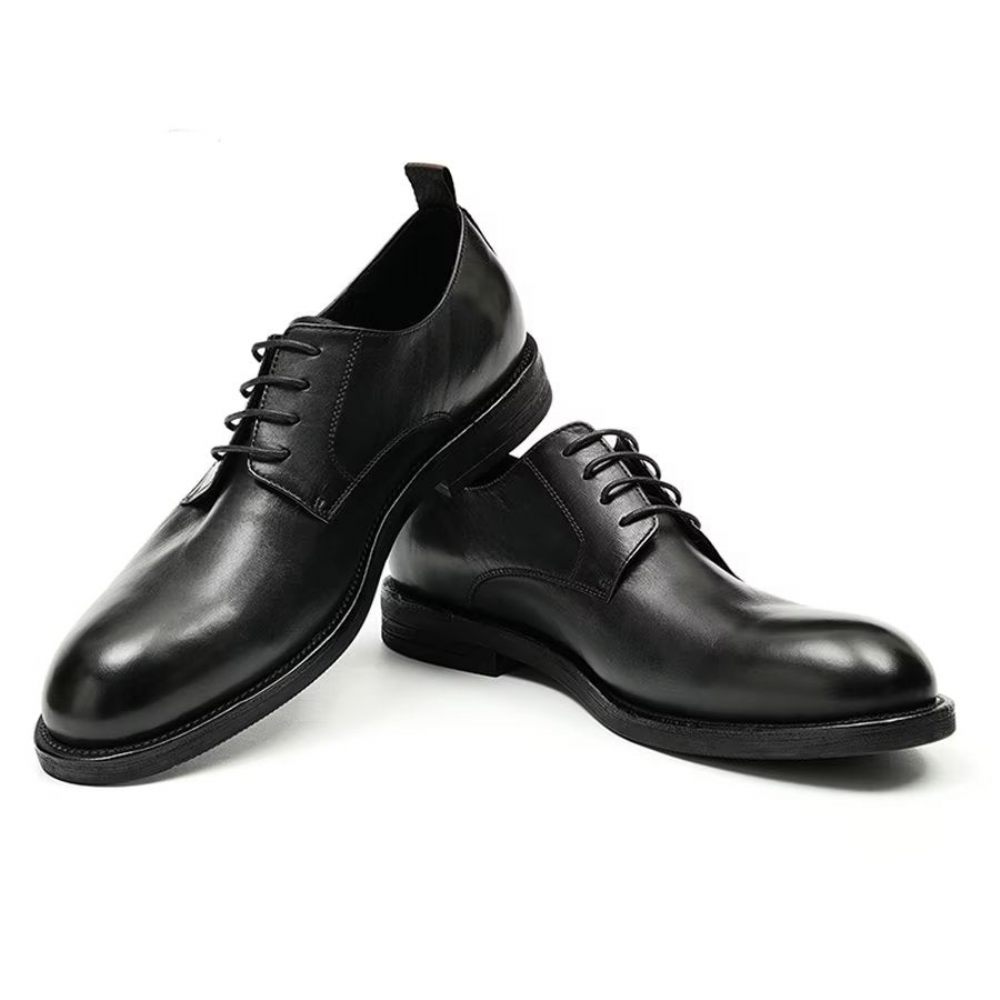 Chaussures Formelles Pour Hommes Bureau Élégantes Cuir Britannique Sculpté - Noir