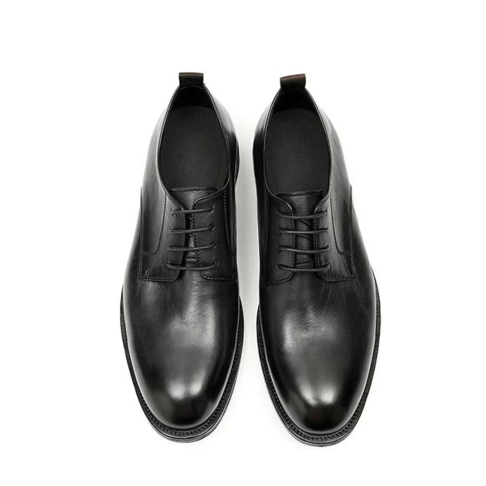 Chaussures Formelles Pour Hommes Bureau Élégantes Cuir Britannique Sculpté - Noir