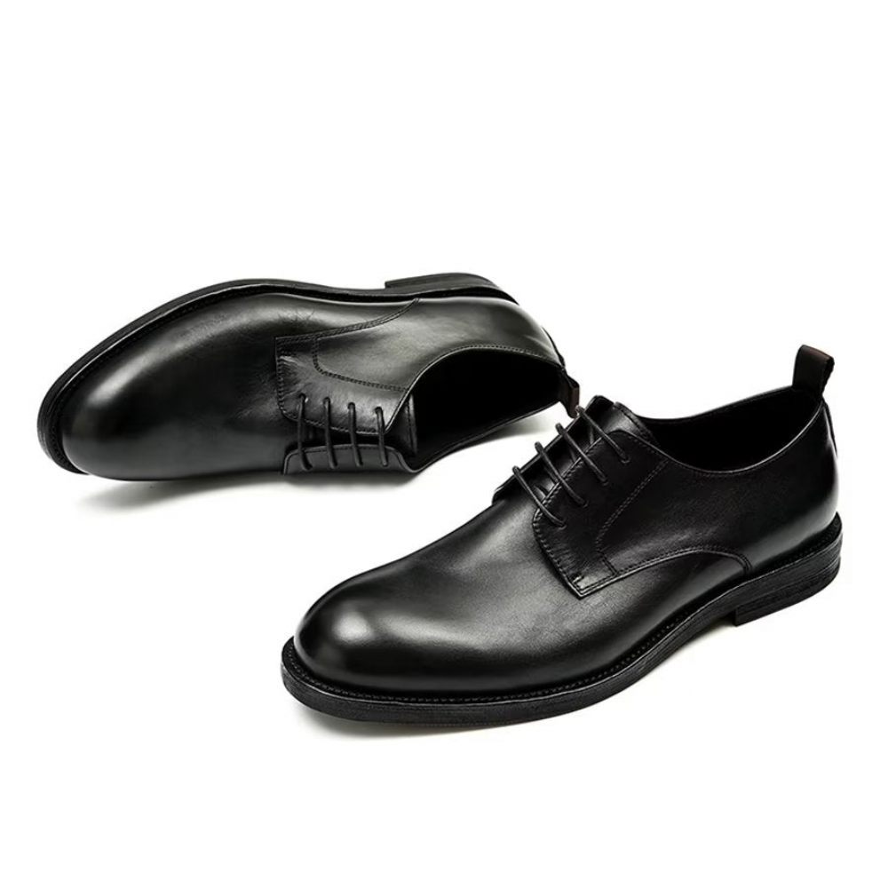 Chaussures Formelles Pour Hommes Bureau Élégantes Cuir Britannique Sculpté - Noir