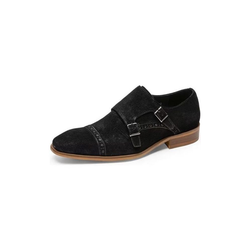 Chaussures Formelles Pour Hommes Chic Boucle Fermeture Monkstraps Habillées - Noir