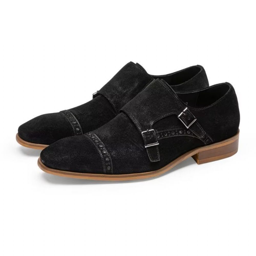 Chaussures Formelles Pour Hommes Chic Boucle Fermeture Monkstraps Habillées - Noir