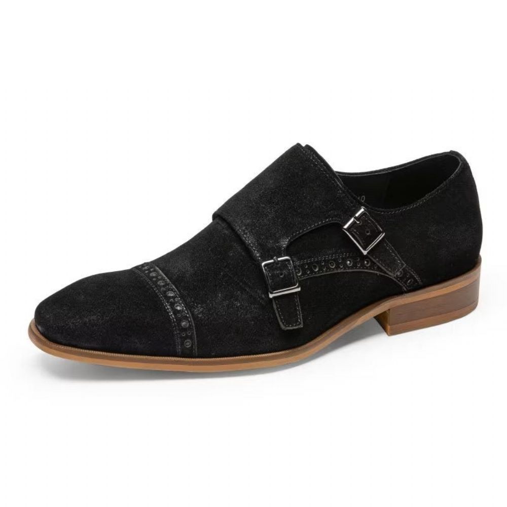 Chaussures Formelles Pour Hommes Chic Boucle Fermeture Monkstraps Habillées - Noir