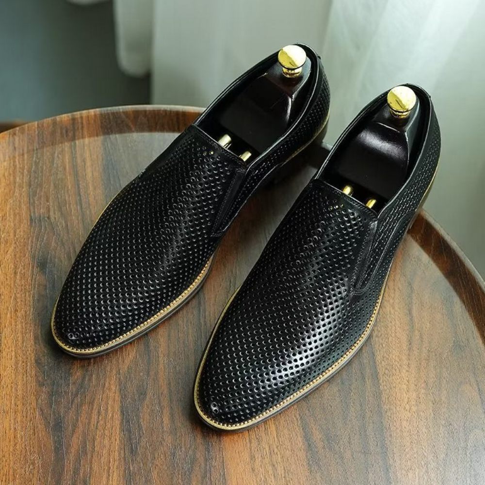 Chaussures Formelles Pour Hommes Cuir Élégant Style Richelieu Mariage Slip-ons - Noir