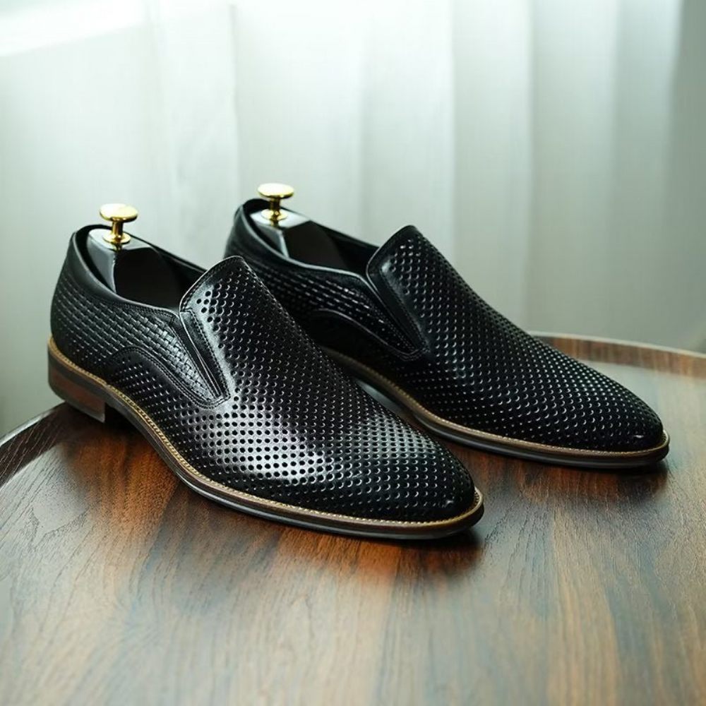 Chaussures Formelles Pour Hommes Cuir Élégant Style Richelieu Mariage Slip-ons - Noir