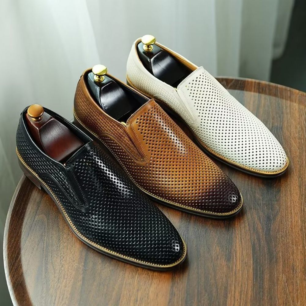 Chaussures Formelles Pour Hommes Cuir Élégant Style Richelieu Mariage Slip-ons - Noir