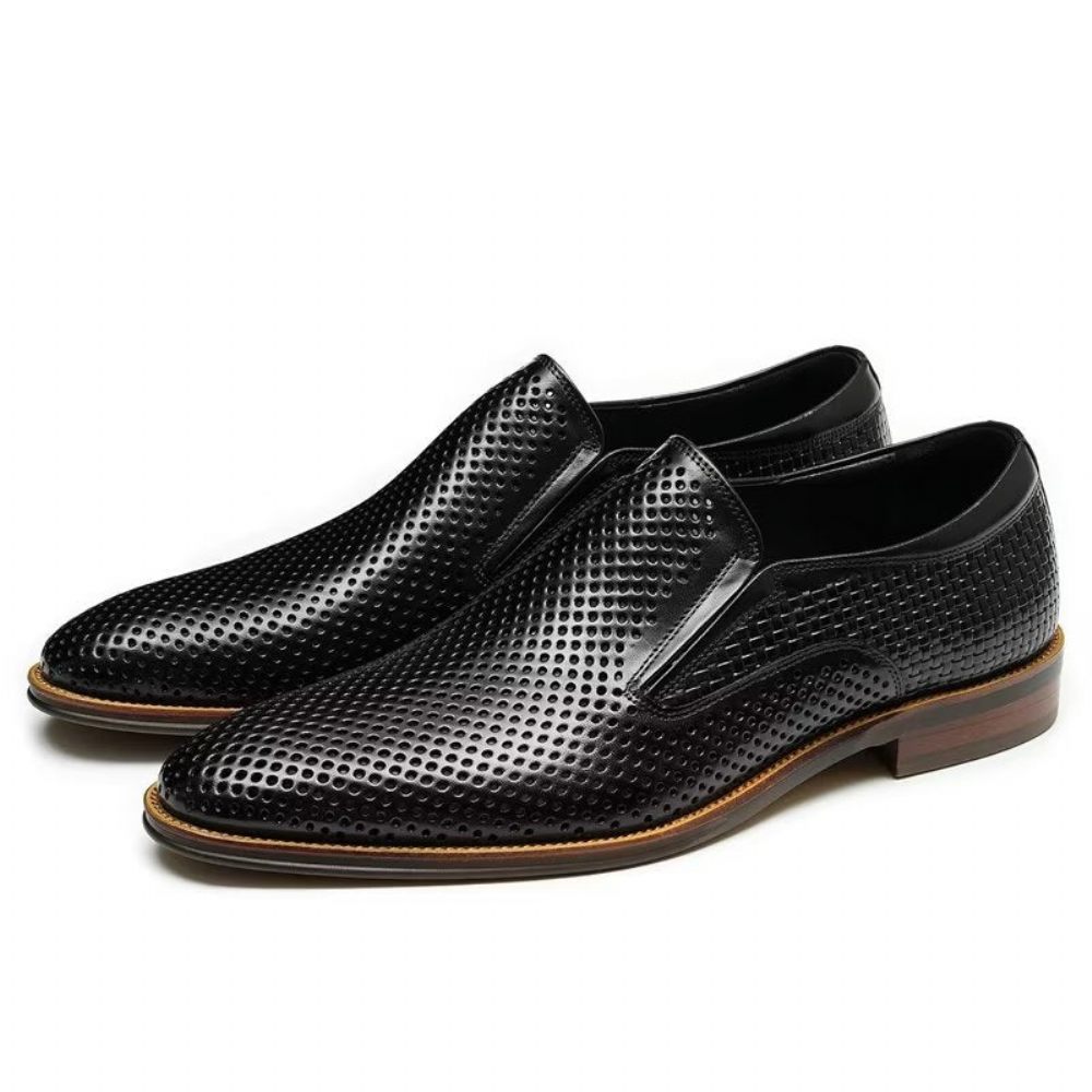 Chaussures Formelles Pour Hommes Cuir Élégant Style Richelieu Mariage Slip-ons - Noir