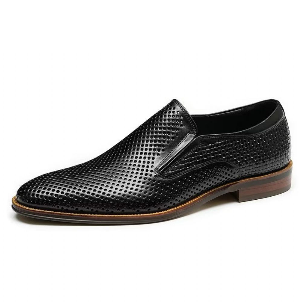 Chaussures Formelles Pour Hommes Cuir Élégant Style Richelieu Mariage Slip-ons - Noir