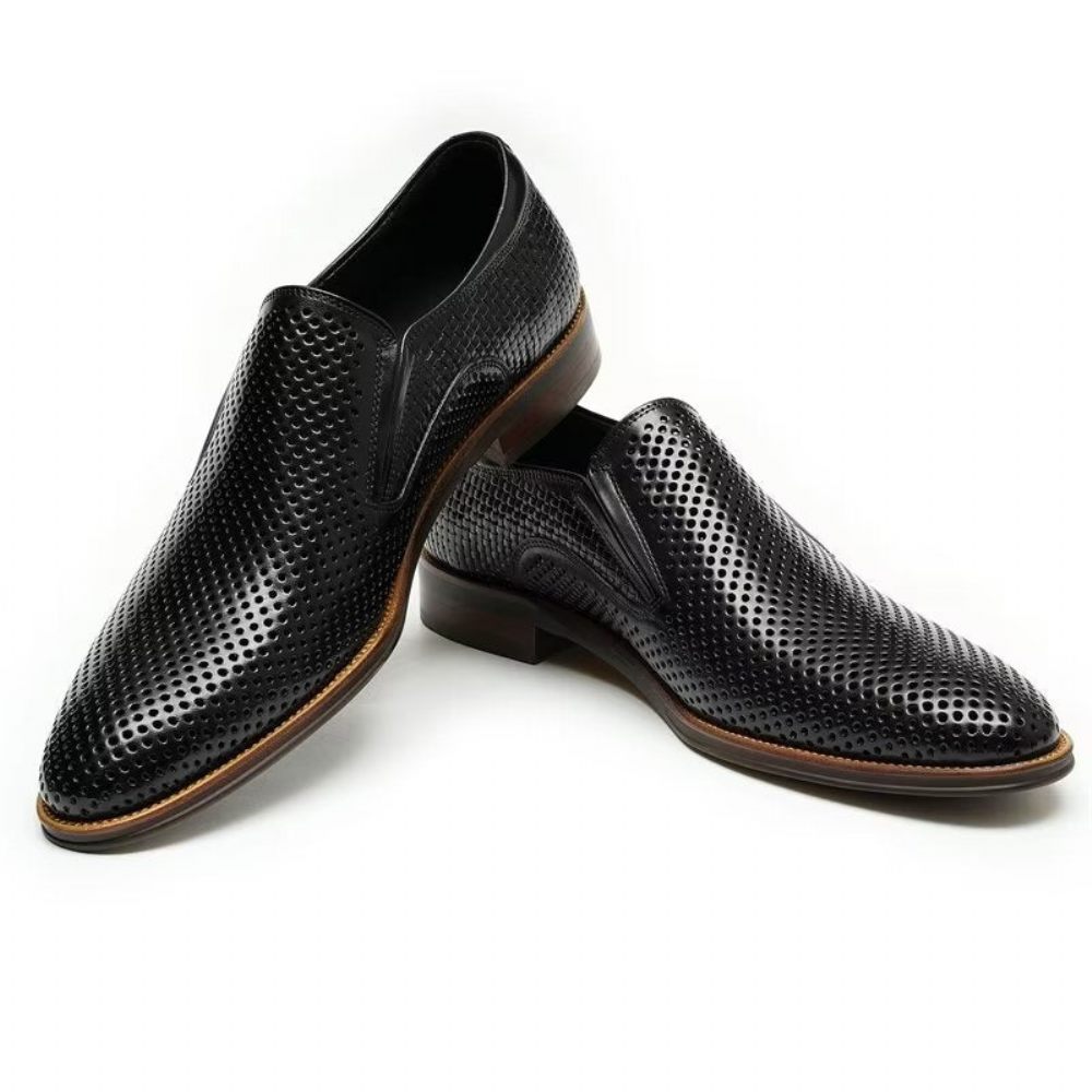 Chaussures Formelles Pour Hommes Cuir Élégant Style Richelieu Mariage Slip-ons - Noir