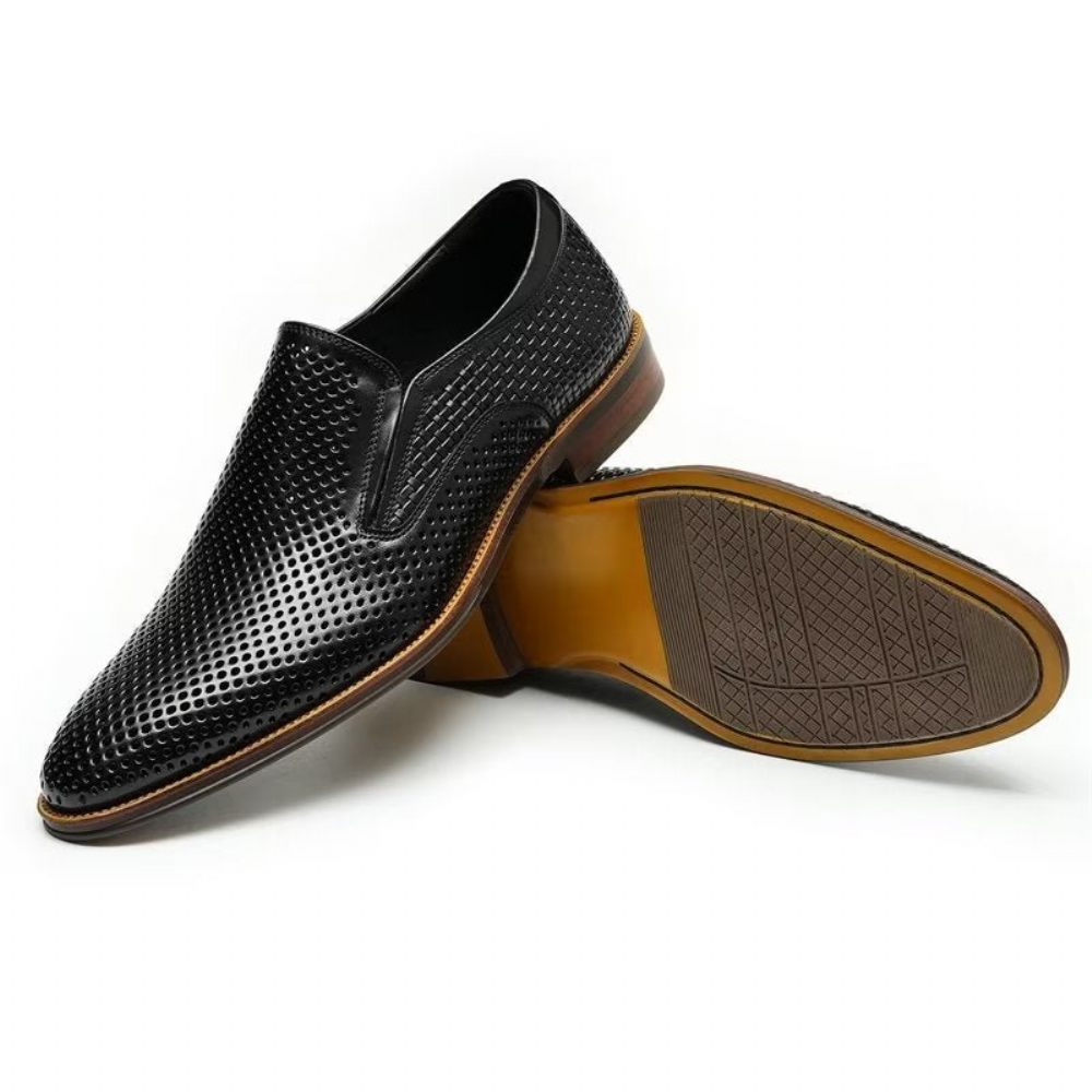 Chaussures Formelles Pour Hommes Cuir Élégant Style Richelieu Mariage Slip-ons - Noir