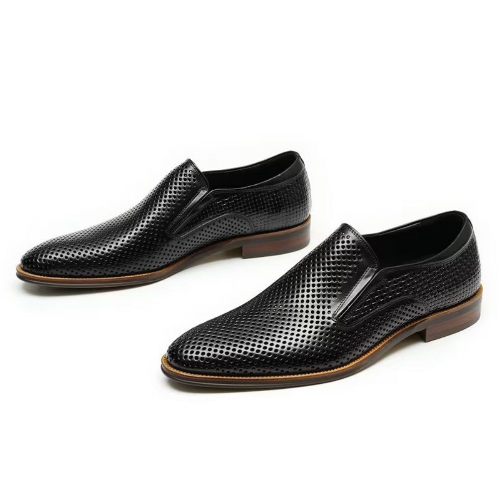 Chaussures Formelles Pour Hommes Cuir Élégant Style Richelieu Mariage Slip-ons - Noir