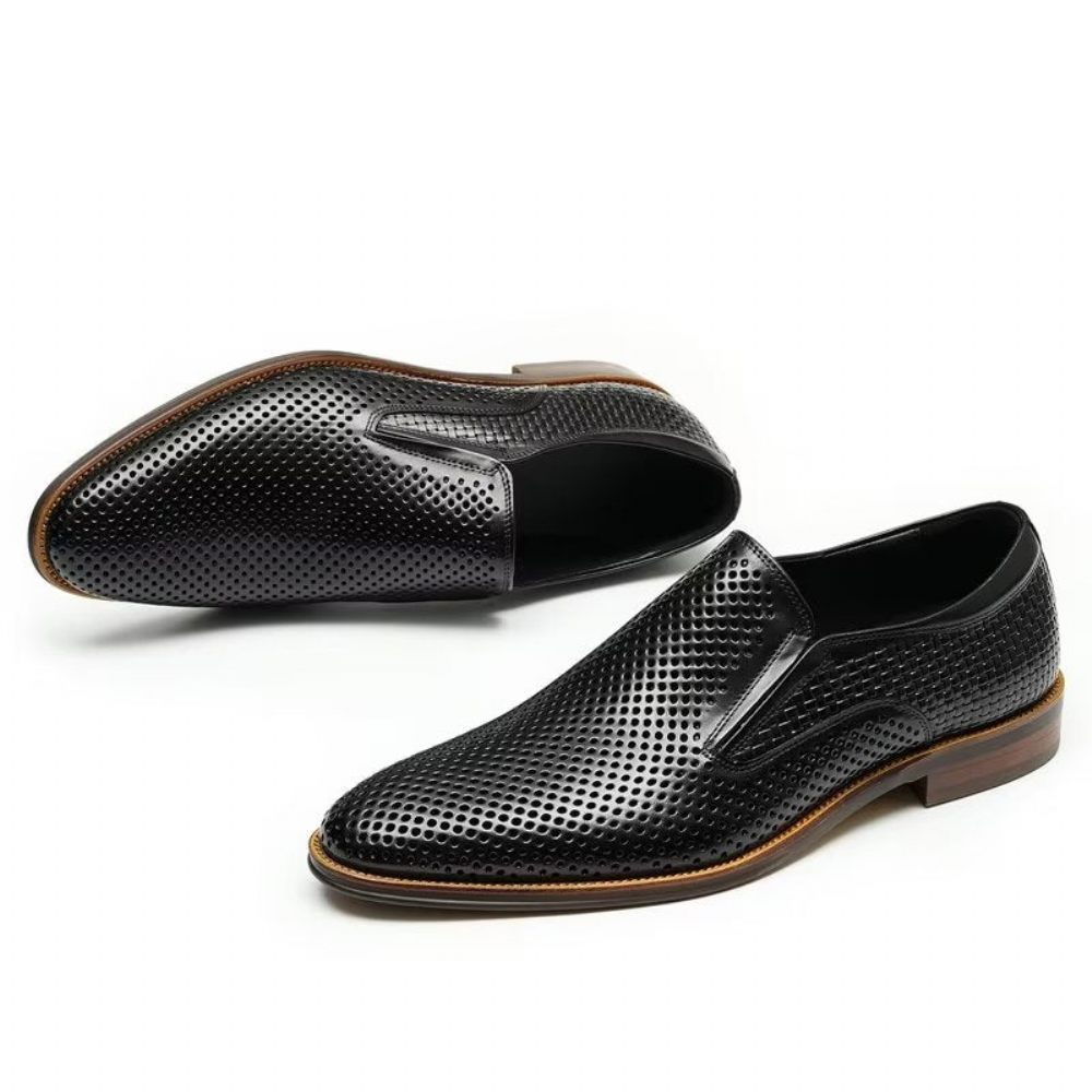 Chaussures Formelles Pour Hommes Cuir Élégant Style Richelieu Mariage Slip-ons - Noir