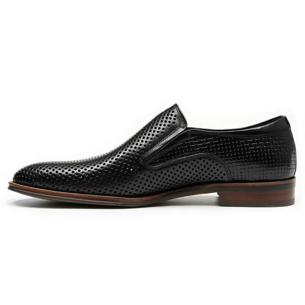 Chaussures Formelles Pour Hommes Cuir Élégant Style Richelieu Mariage Slip-ons - Noir