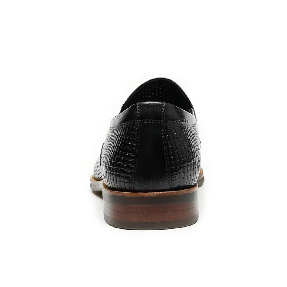 Chaussures Formelles Pour Hommes Cuir Élégant Style Richelieu Mariage Slip-ons - Noir