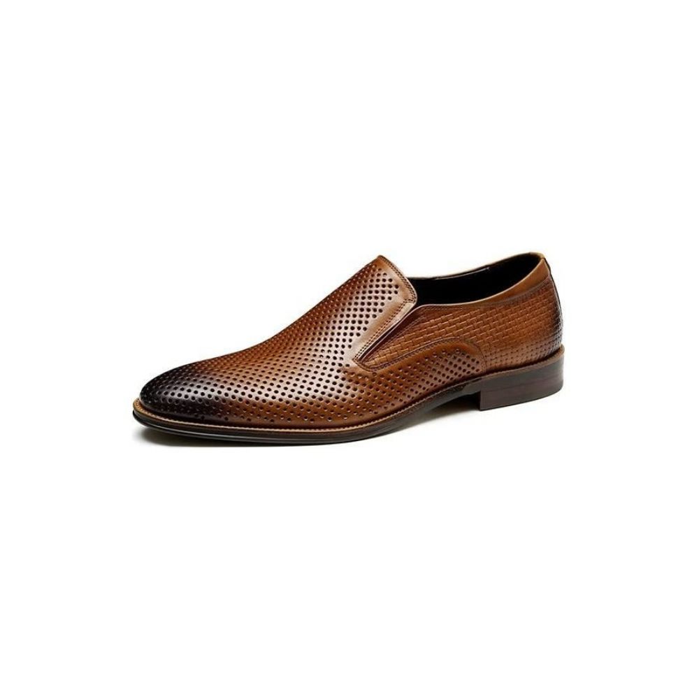 Chaussures Formelles Pour Hommes Cuir Élégant Style Richelieu Mariage Slip-ons - Marron